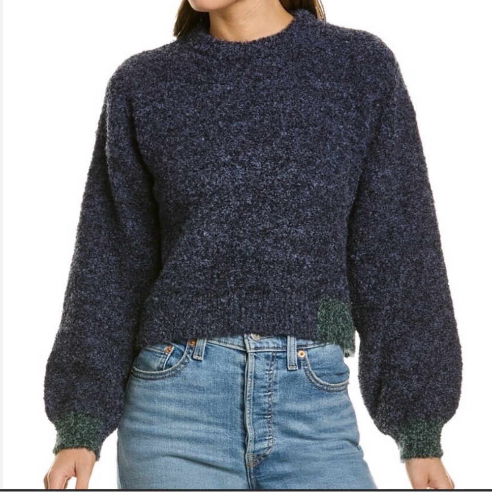 525 AMERICA COLOR POP BOUCLE SWEATER BLUE JEAN